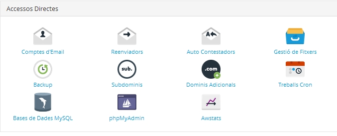 Accessos directes a cPanel