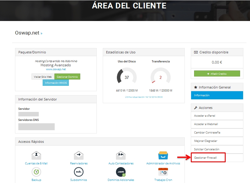 Acceso a la Gestión del Firewall